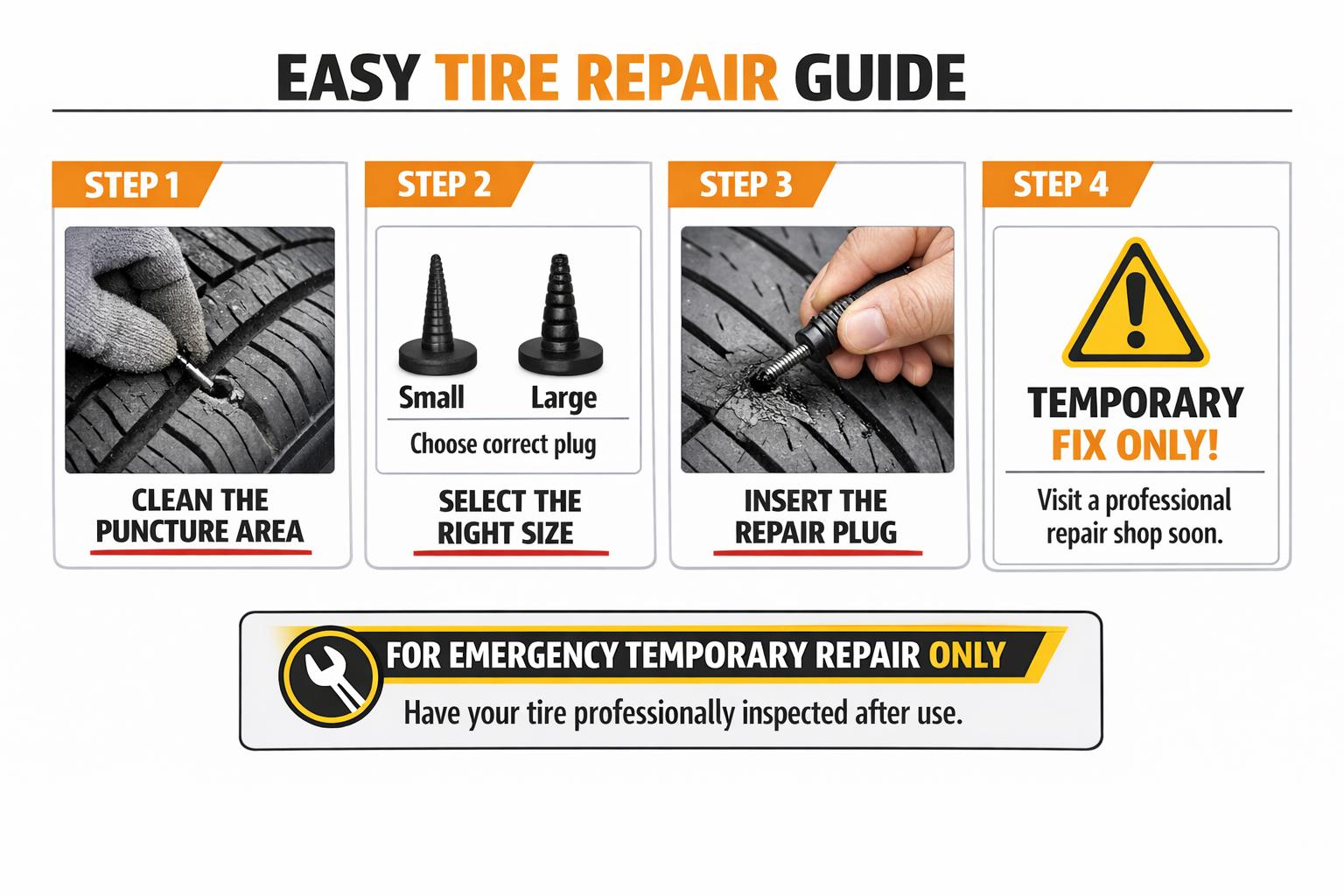 60PCS Tire Repair Rubber Nails Kit with 2 Sizes for Car/Motorcycle/Truck/Tractor, Fast Self-service Screw Rubber Nail Vacuum Tire Puncture Repair Tool 60PCS Tire Repair Rubber Nails Kit with 2 Sizes for Car/Motorcycle/Truck/Tractor, Fast Self-service Screw Rubber Nail Vacuum Tire Puncture Repair Tool