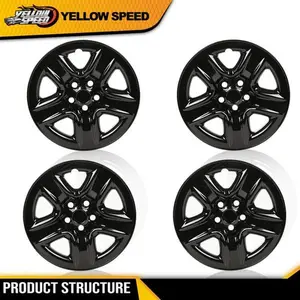 4PCS Fit For 2006-2012 Toyota RAV4 5-Spoke 17” Wheel Black Skin Hub Caps Covers