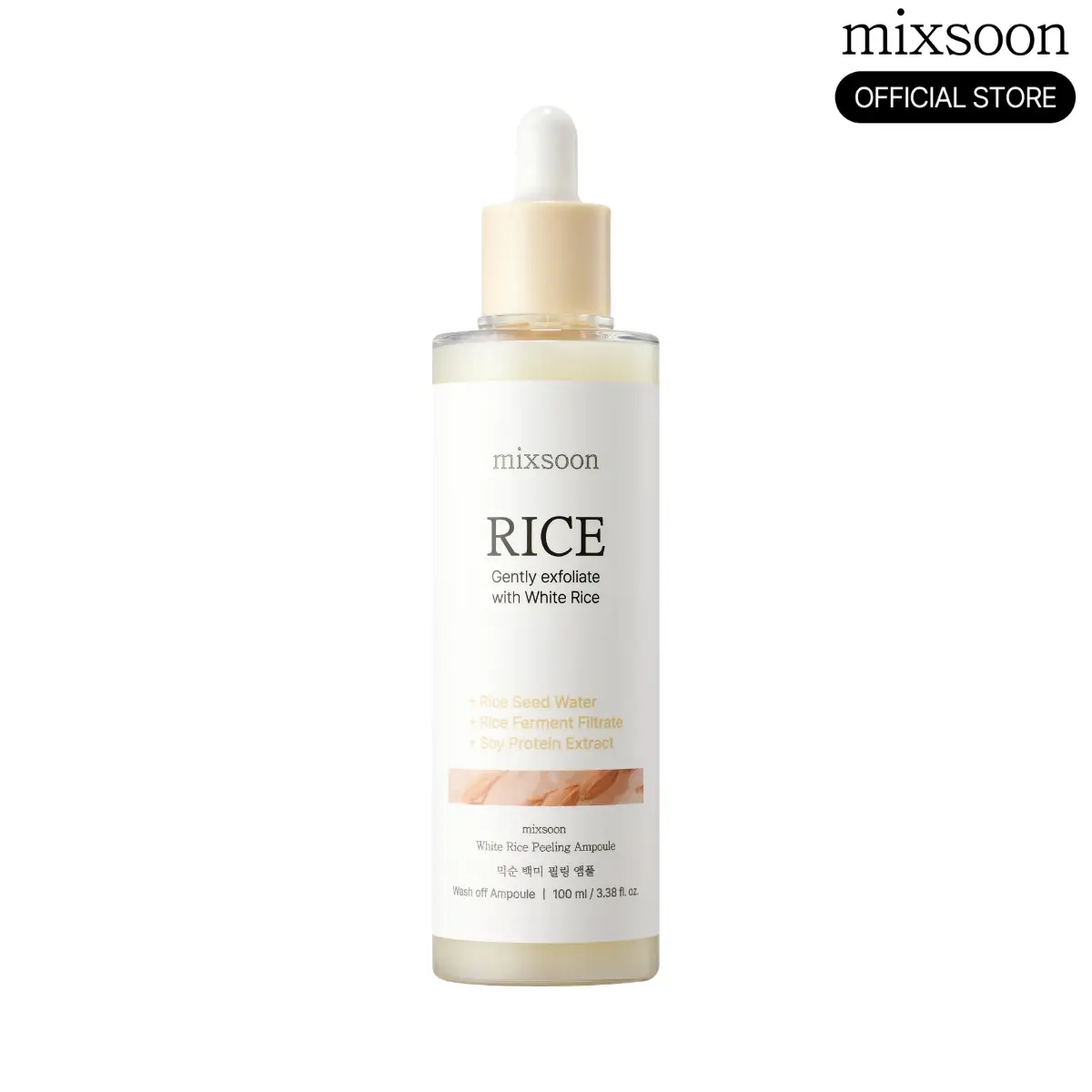 [mixsoon Official] White Rice Peeling Ampoule 100ml - Gentle Exfoliant Serum with Rice Extract, for All Skin Types & Daily Radiant Glass Skin