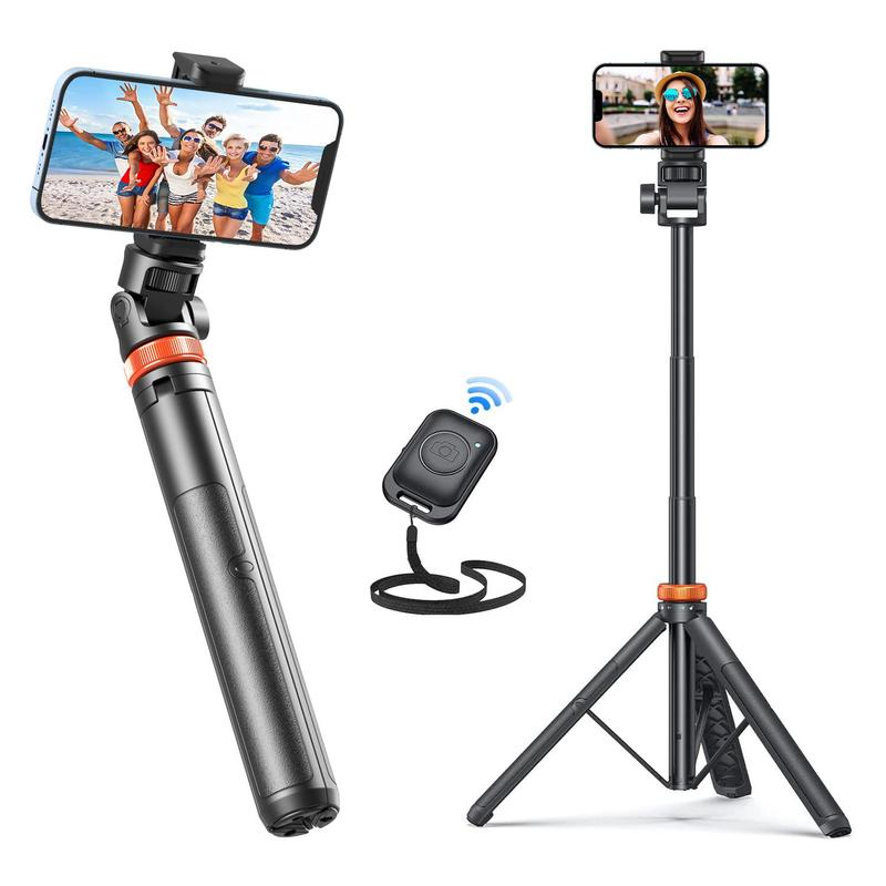 61" Portable Phone Tripod Stand & Selfie Stick Combo with Wireless Remote – Enhanced Stability for Travel, Vlogging, Compatible with iPhone 16/15/14/13 & Android Smartphones