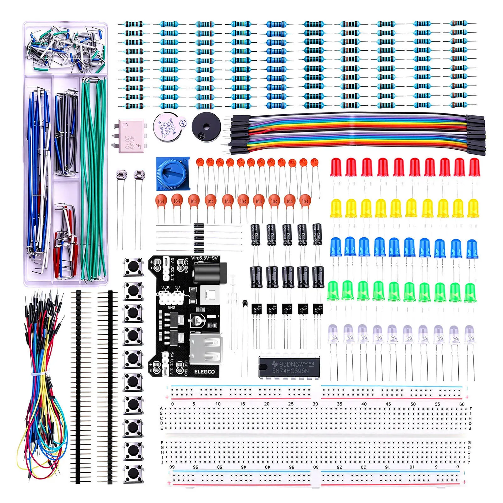 ELEGOO Upgraded Programmable Arduino-Compatible Single Board Computer Kit with Power Supply Module, Jumper Wire, Precision Potentiometer, 830 Tie-Points Breadboard (STM32-Compatible) | TikTok Shop Back to School,back to school haul