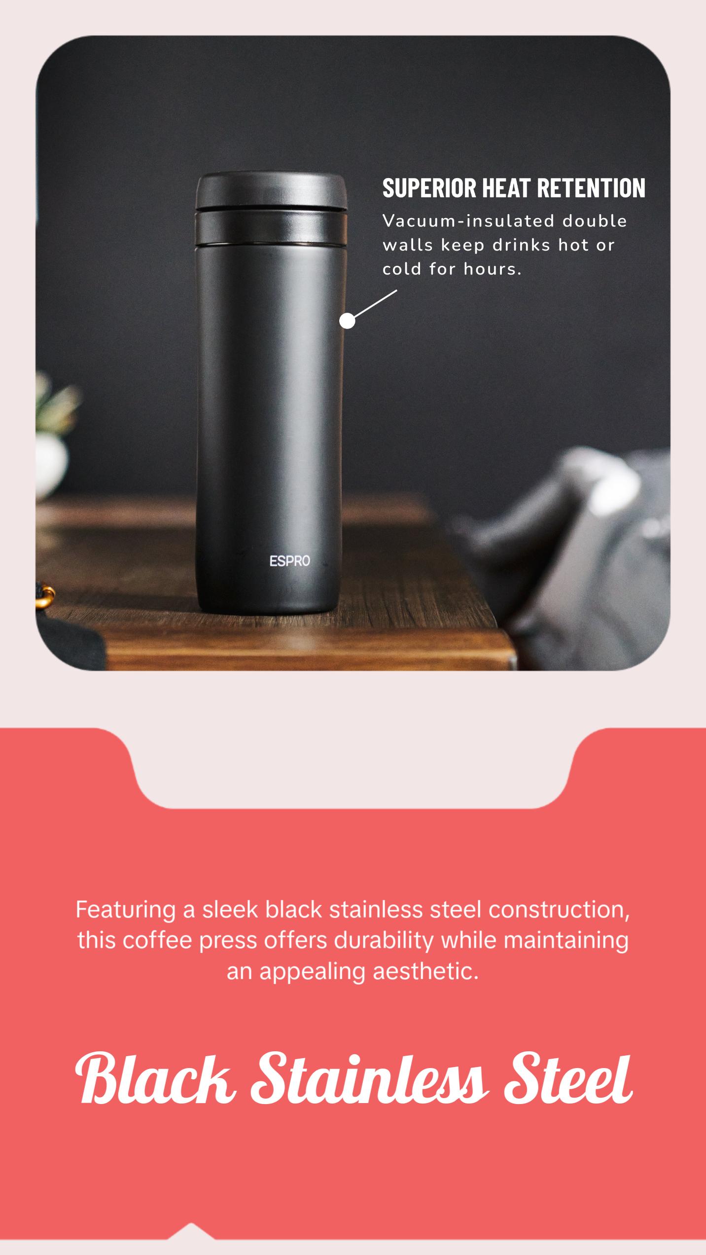 Espro P1 Travel Coffee Press - Compact French Press for Daily Commute & Travel - Portable & Stylish Design