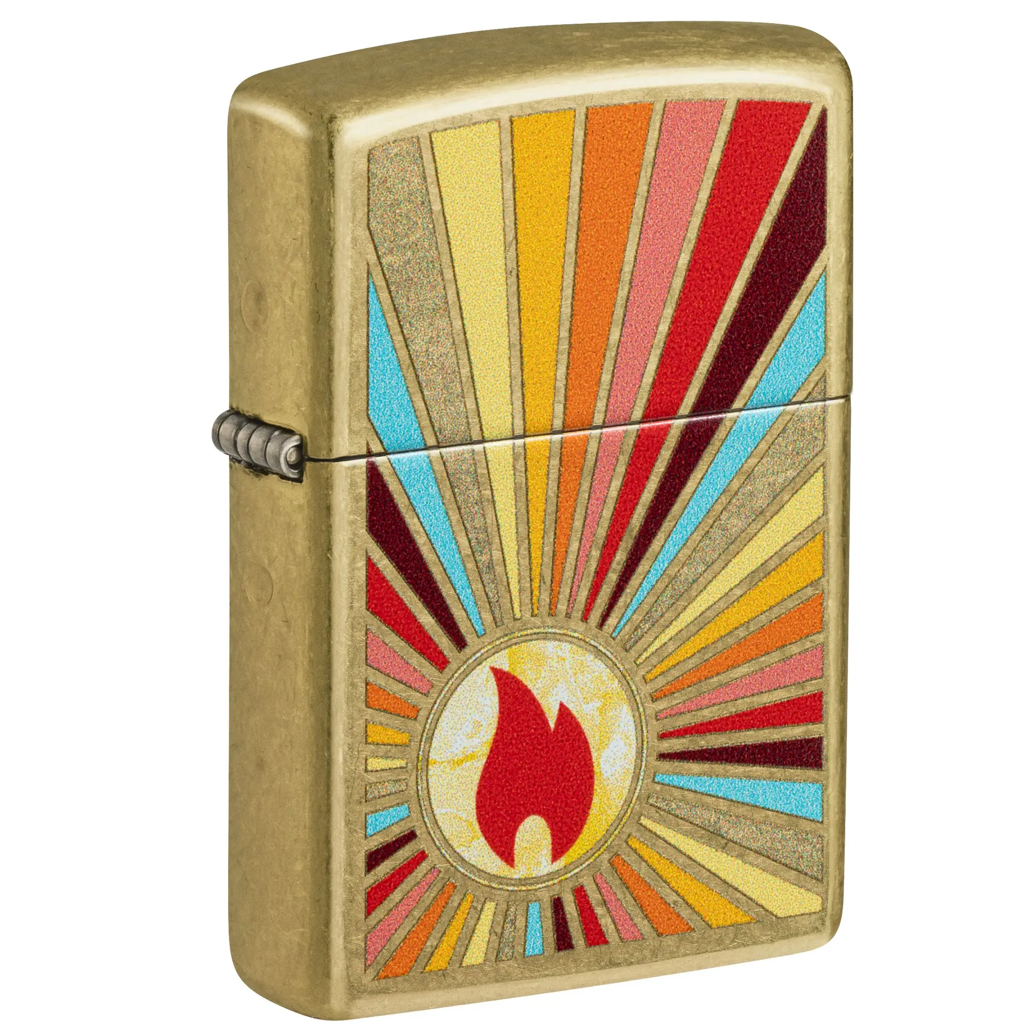 Zippo Beaming Flame Design Street Brass Pocket Lighter - Made in USA - Unfilled (fuel sold separately)