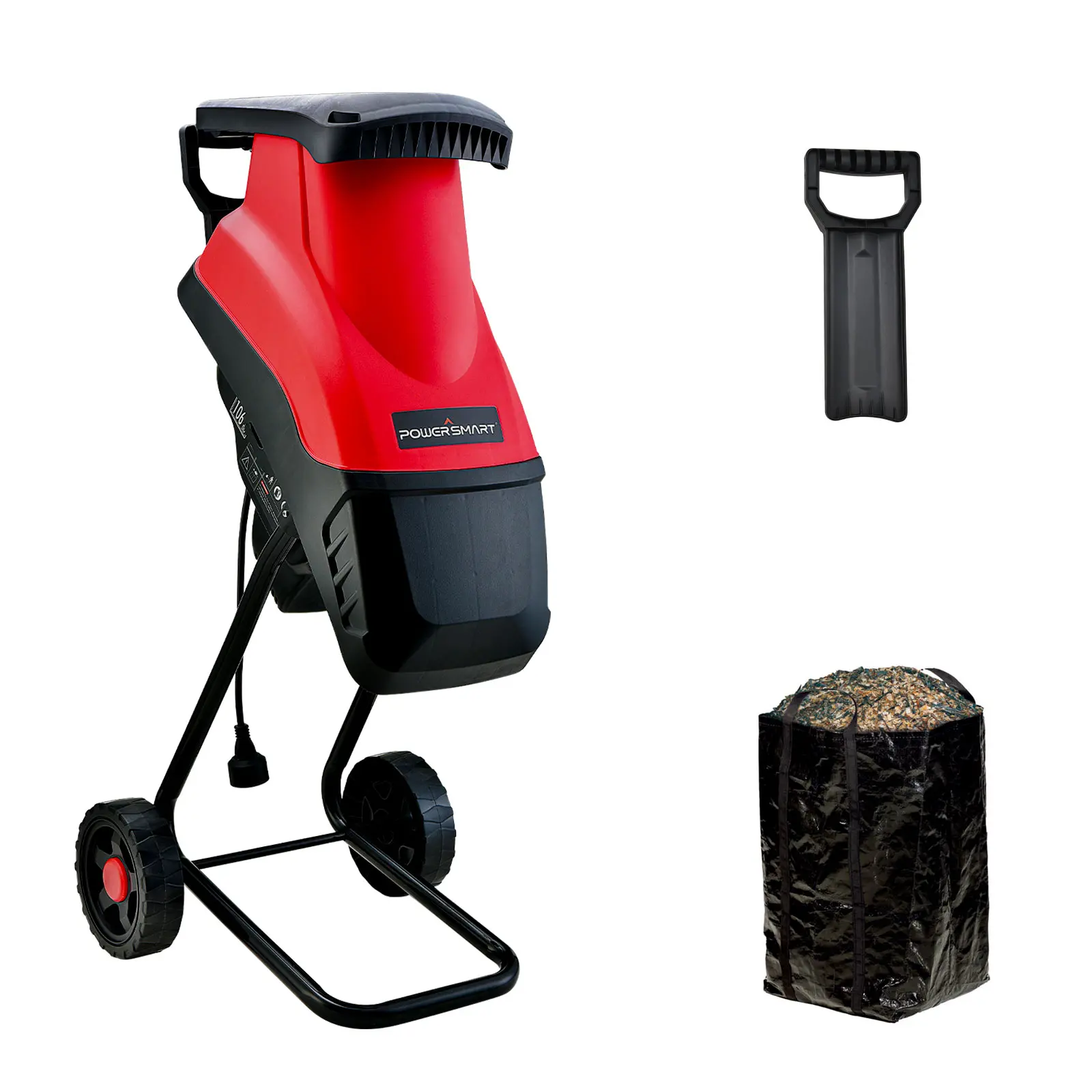 PowerSmart Wood Chipper Electric, 15-Amp Motor with Collection Bag,High Efficiency,Easy to Use,Safety Features,Quick Start,Low Noise,Easy Assembly,Stable Base,Auto-Feed,Quick Clean-Up,Advanced Safety, PS10A