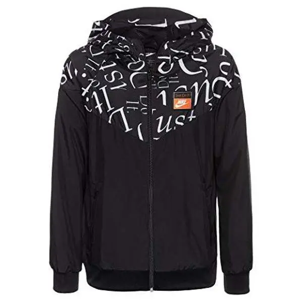 Nike Windrunner Boys' Windproof Long-Sleeve Casual Full-Length Zipper Jacket, Kids' Black Clothes, Size S, Machine Washable, Long Sleeves, Machine Wash