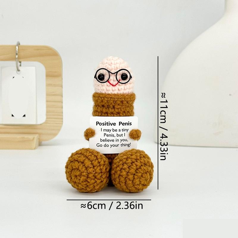 Cute Crochet Dolls Creative Knitted Decorations with Positive Message Cards Soft Stuffed Toys Perfect for Birthdays Christmas Huggable Plush Gifts