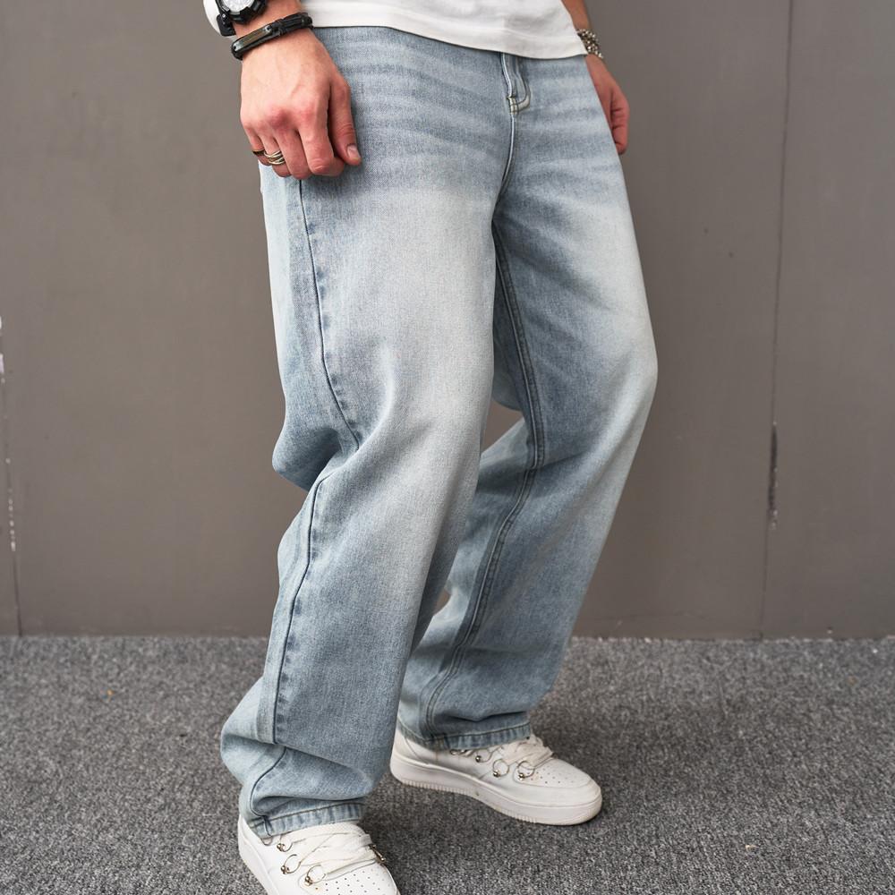 Baggy Jeans Men Multiple Pockets Distressed Straight Carpenter Stylish Comfortable Cargo Denim Pants Menswear Underwear Plain Casual Beige 113 Baggy Pants Skinny Jeans