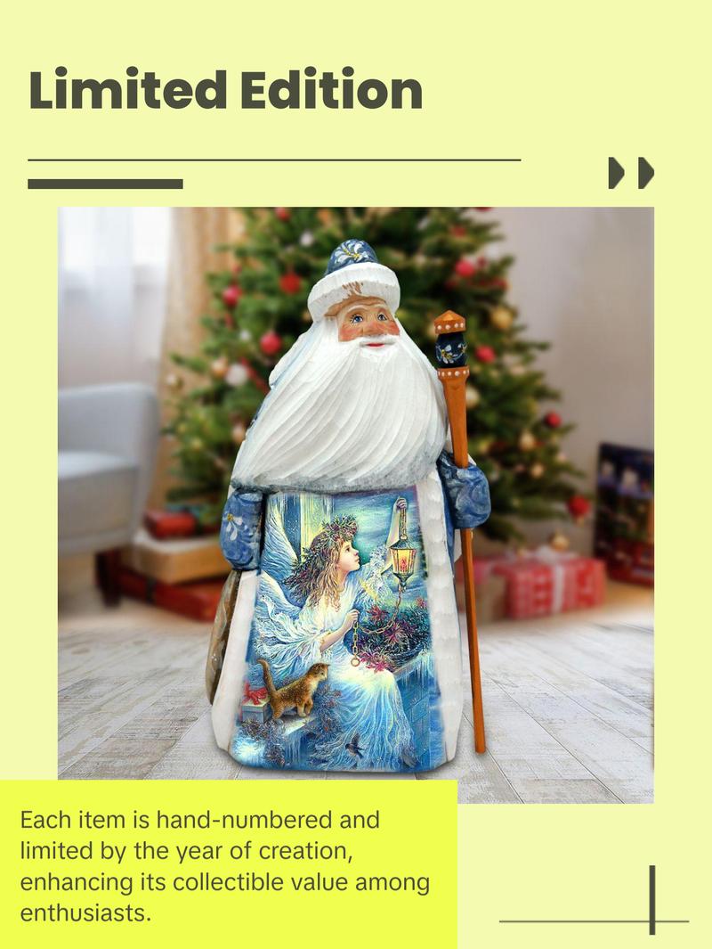 Santa Light the Way Hand-Painted WOODCARVED Masterpiece by Strelkina at G. DeBrekht - Nativity Holiday Decor - 821601