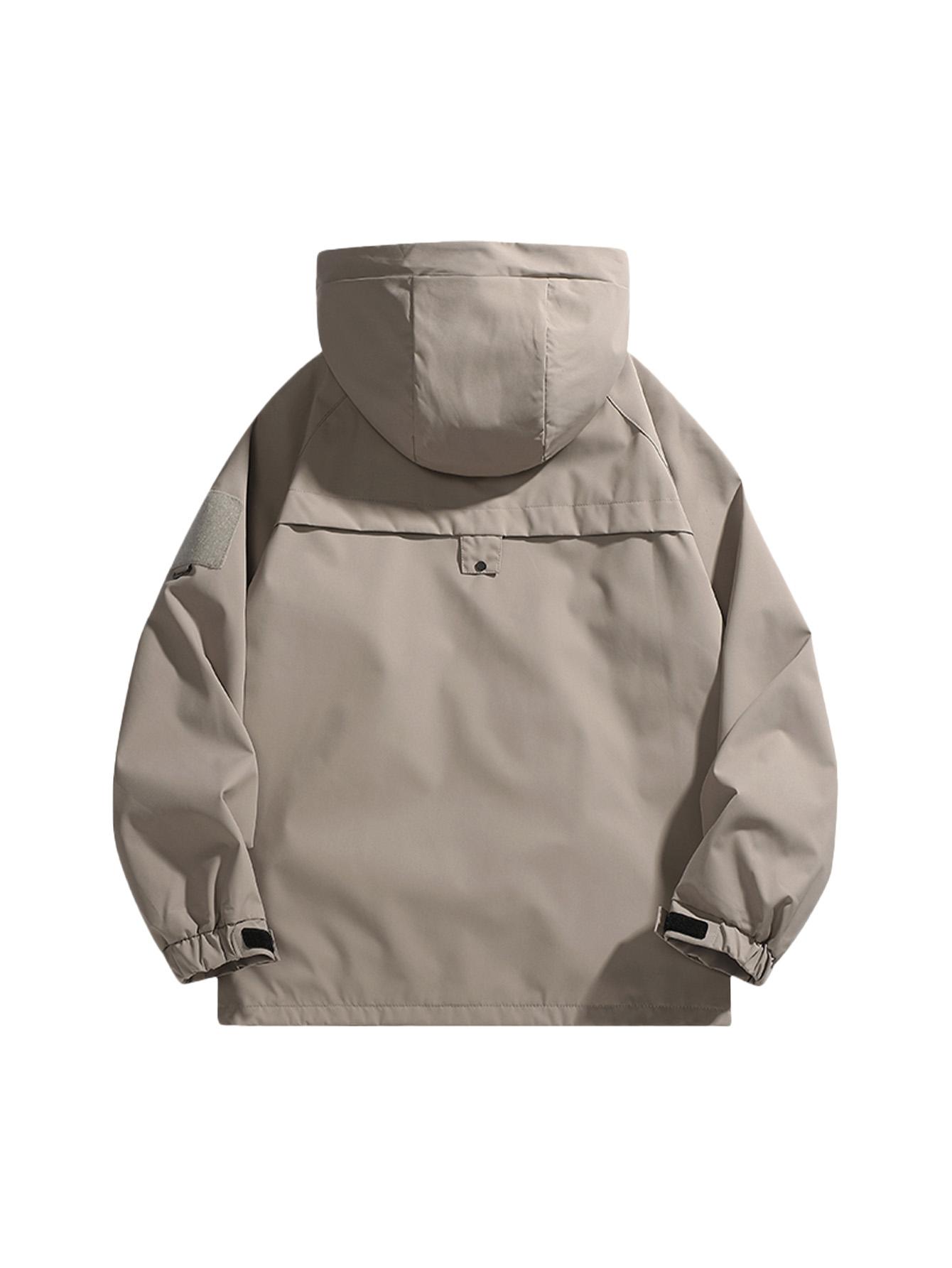 CCCMAI Men's Windbreaker Jacket with Hood Zippered Pockets & Adjustable Drawstrings Regular Fit Spring Fall Outdoor Workwear for Hiking Camping Casual Wear Hiking Gear Functional Design Durable Fabric