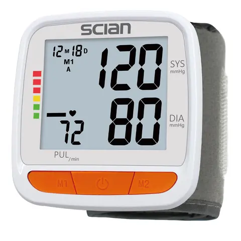 Scian Portable Digital Wrist Blood Pressure Monitor - Healthcare Home BP Machine with Precision Chip, Large Display, 180 Memory, Carrying Case, Dual User Set (Ideal for Parents) | Home Use Wrist Digital BP Device