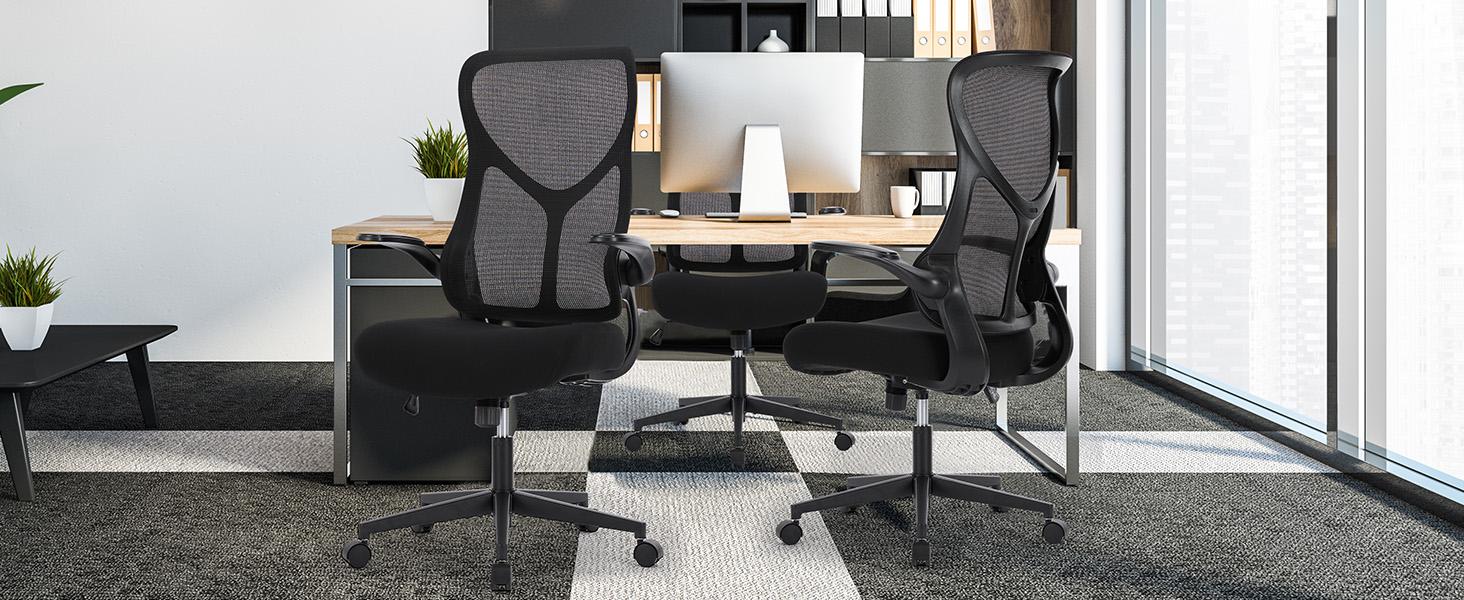 SweetFurniture Office Chair,Executive Home Office Chair with Flip-up Armrests, Lumbar Support