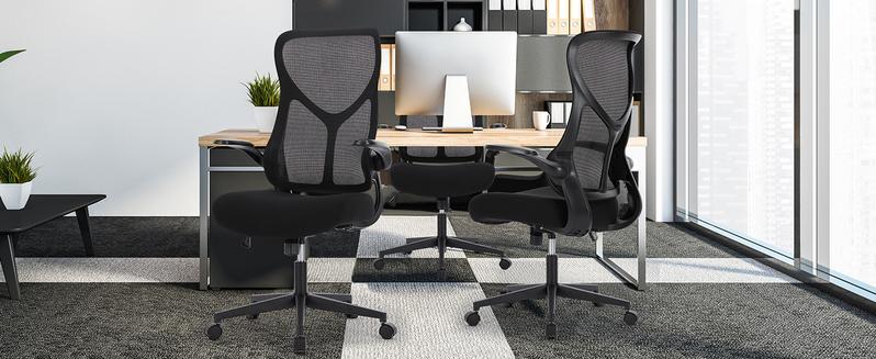 SweetFurniture Office Chair,Executive Home Office Chair with Flip-up Armrests, Lumbar Support