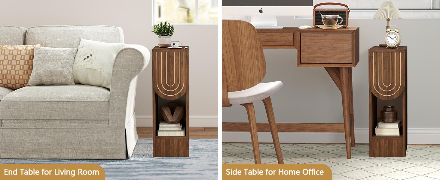 Giratree 23.62" Engraving Fluted Nightstand Set of 2, Wooden Small 1 Drawer Nightstand, Slim Side End Table, Vintage Bedside Table, Mid Century Modern Night Stand with Drawers, for Living Room, Bedroom