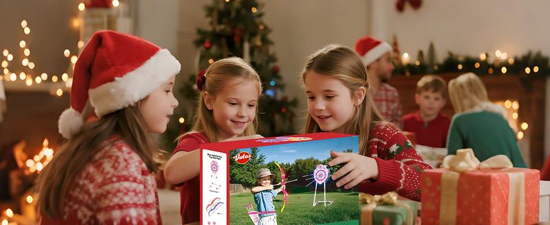 VATOS 2 Pack Bow and Arrow Toy with LED Light - 4 in 1 Archery & Dart Game Set with 20 Suction Cup Arrows, Mermaid Glow Target & Dart Board - Indoor/Outdoor Birthday Gift for Kids Boys Girls Ages 5-12