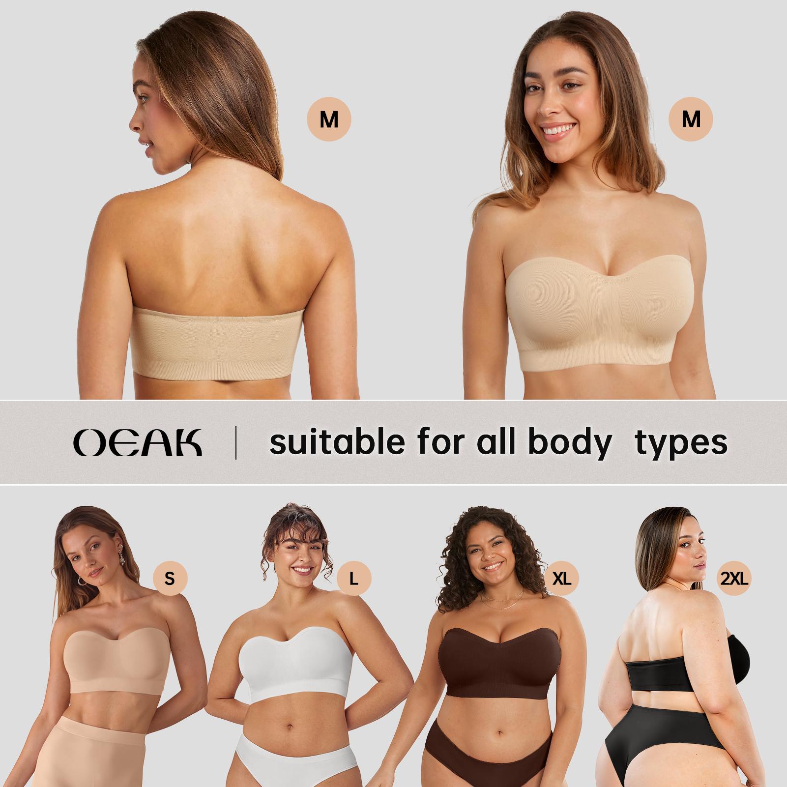 OEAK Strapless Bra for Women Comfort Non-Slip Seamless Bandeau Bras Wireless Tube Top Bra Invisible Bralette