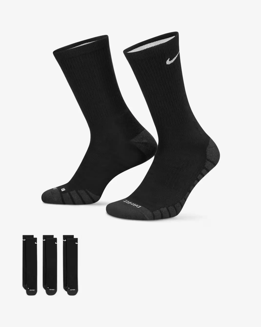 Nike Black Max Crew XL 3pk, Athletic Crew Socks