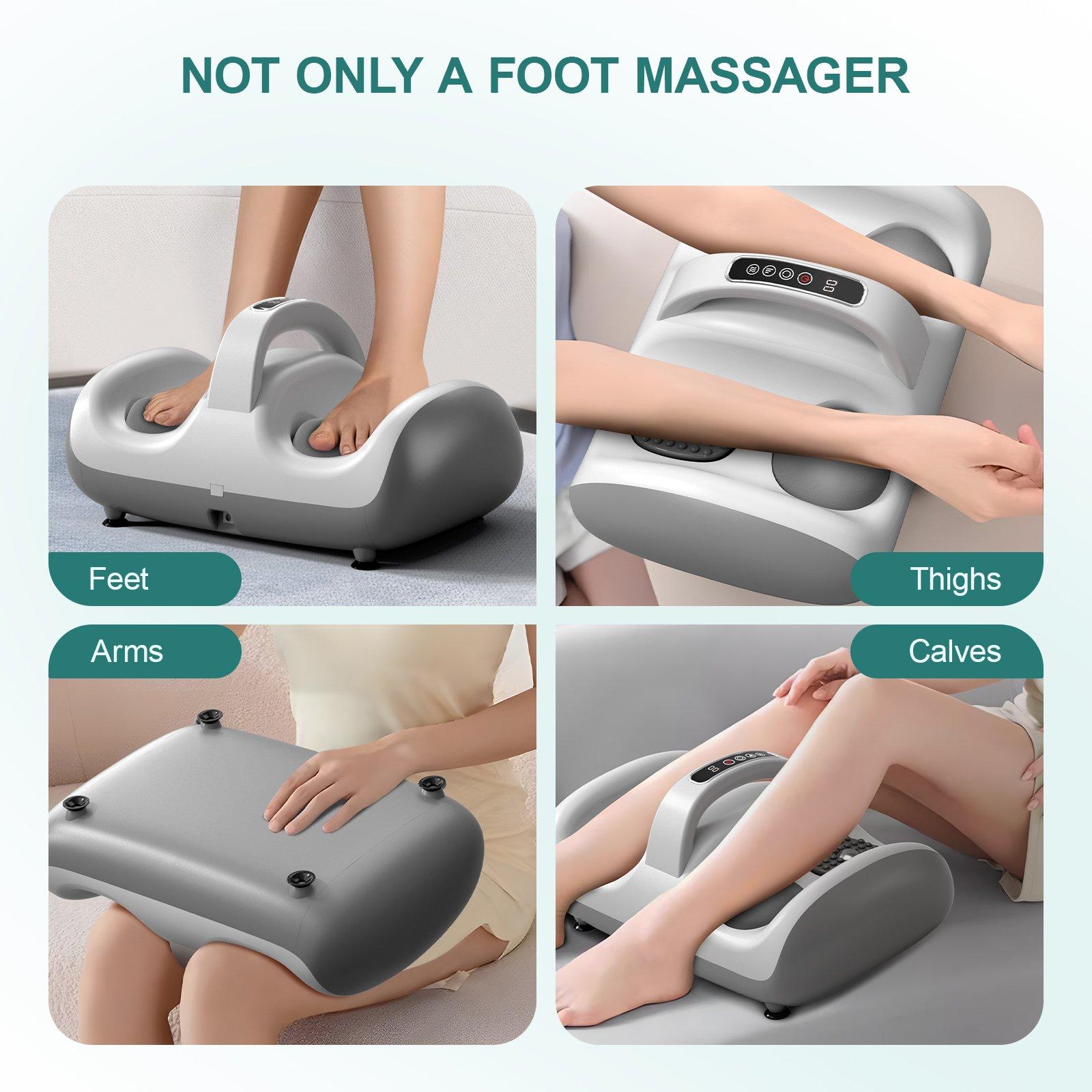 Foot Vibration Massager with Heat Option for Calf and Foot Therapy -  Multi-Function Shiatsu, Rolling, and
