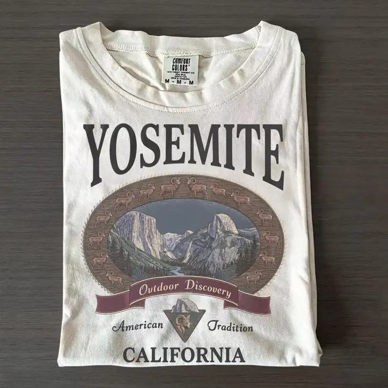 Comfort Colors Vintage Yosemite National Park Graphic Tshirt, Retro Outdoor Discovery 90s California Unisex Tee