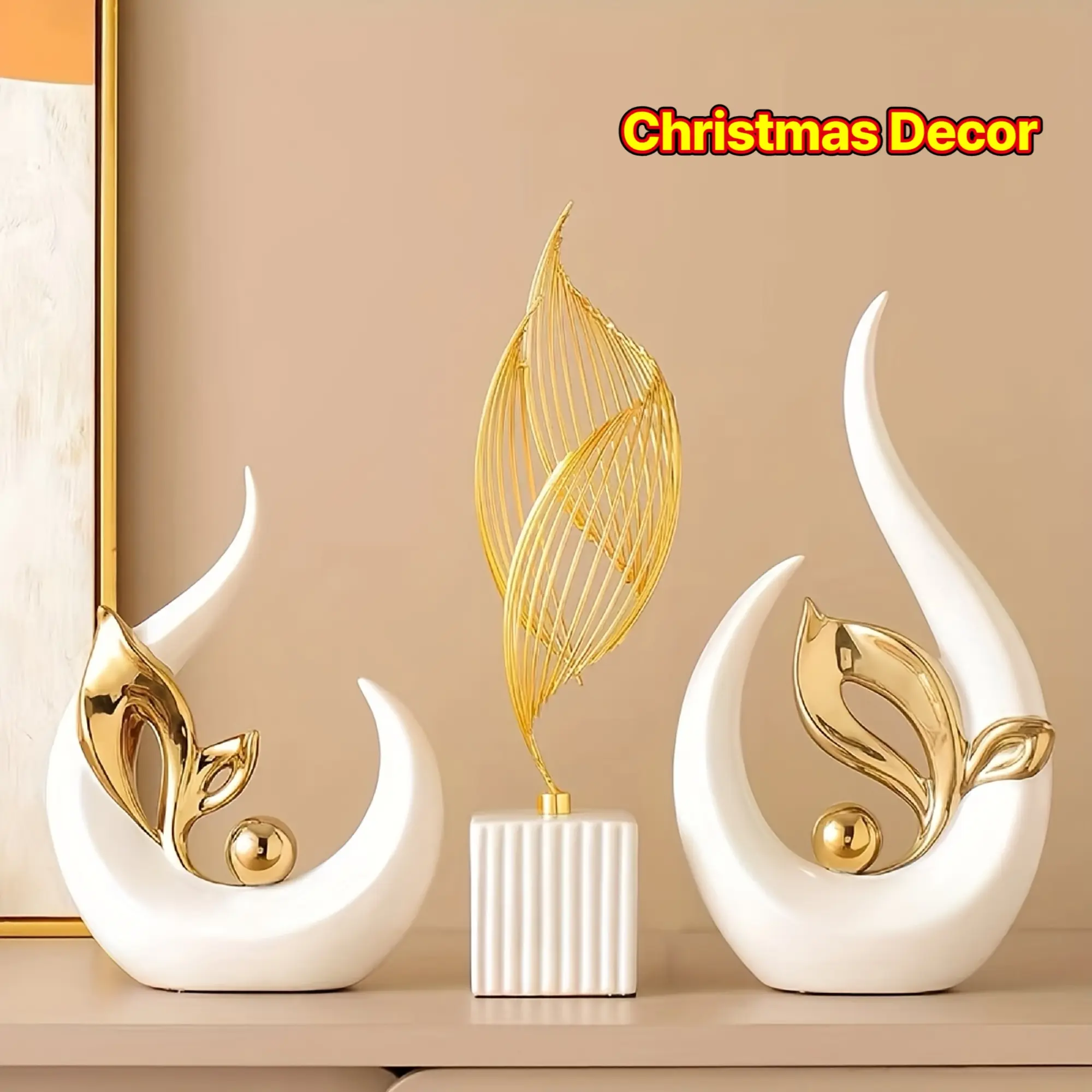 Two home decor sculptures, Decorative sculptures, Decorative piece, Decoration Items, perfect for center consoles, table decorations for living rooms, A gift for Christmas, Mother's Day, made of durable resin, featuring an abstract design, Resin Ornament