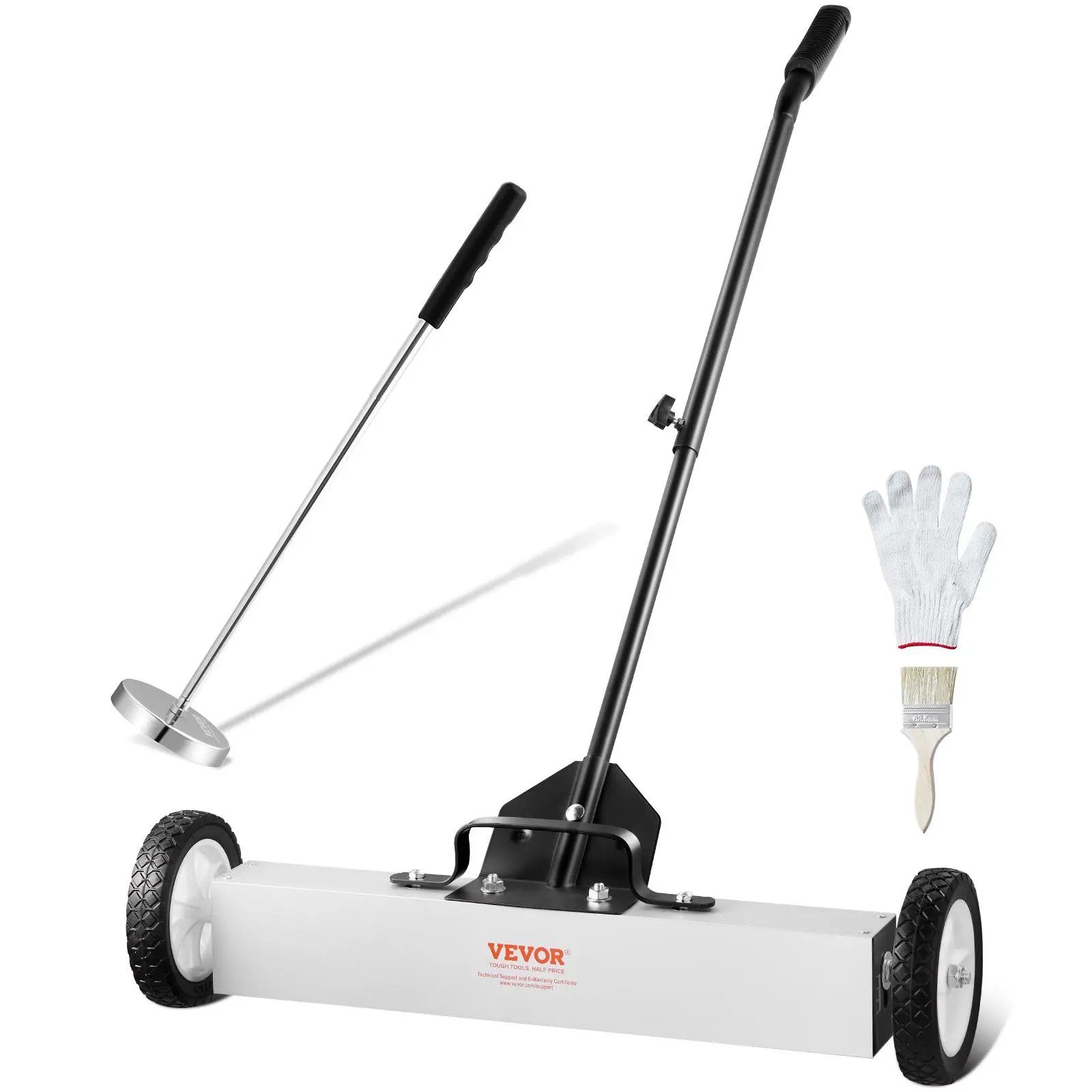 【Summerfinds】VEVOR 24-Inch Magnetic Sweeper with Wheels,  , 50 lbs Capacity, with Telescoping Magnetic Pickup Tool, Adjustable Handle, Magnetic Pickup Sweeper to Pick Up Nails and Screws, for Workshop, Garage, Yard