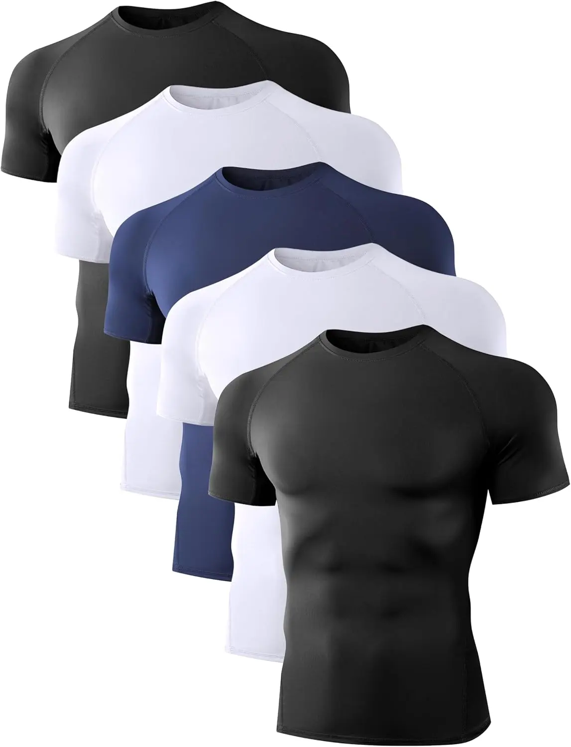 Men's 4/5-Pack Compression Base Layer Undershirts - Short Sleeve/Sleeveless Exercise Activewear, Fitness Activewear, Gym Athletic Clothes for Summer Workouts, Compression Shirts, Fitness Shirt