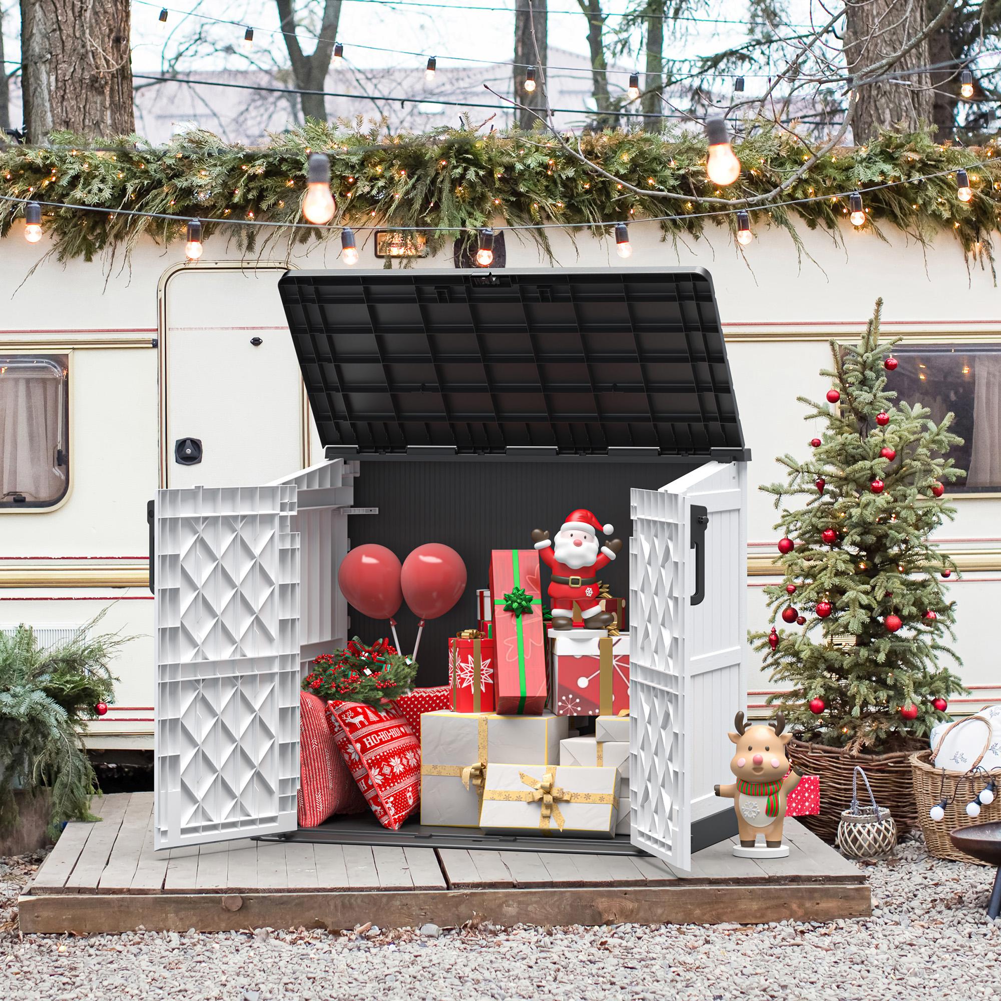 Outdoor Storage Room - 15 Bs. Per Sq. Ft. Roof Capacity, 36 Cu. Ft. Storage Capacity, Waterproof Resin Lockable Door, Step Latch, can be Used for Tool Storage, Utility Room, Storage for Pool Supplies, Small Trash Can-Christmas Gifts Outdoor Storage Room - 15 Bs. Per Sq. Ft. Roof Capacity, 36 Cu. Ft. Storage Capacity, Waterproof Resin Lockable Door, Step Latch, can be Used for Tool Storage, Utility Room, Storage for Pool Supplies, Small Trash Can-Christmas Gifts