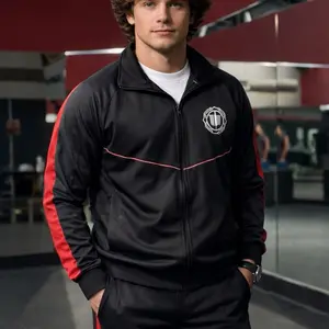 Shonen Apex Red and Black Tracksuit for Gym Fitness with Zipper Closure and Logo Design