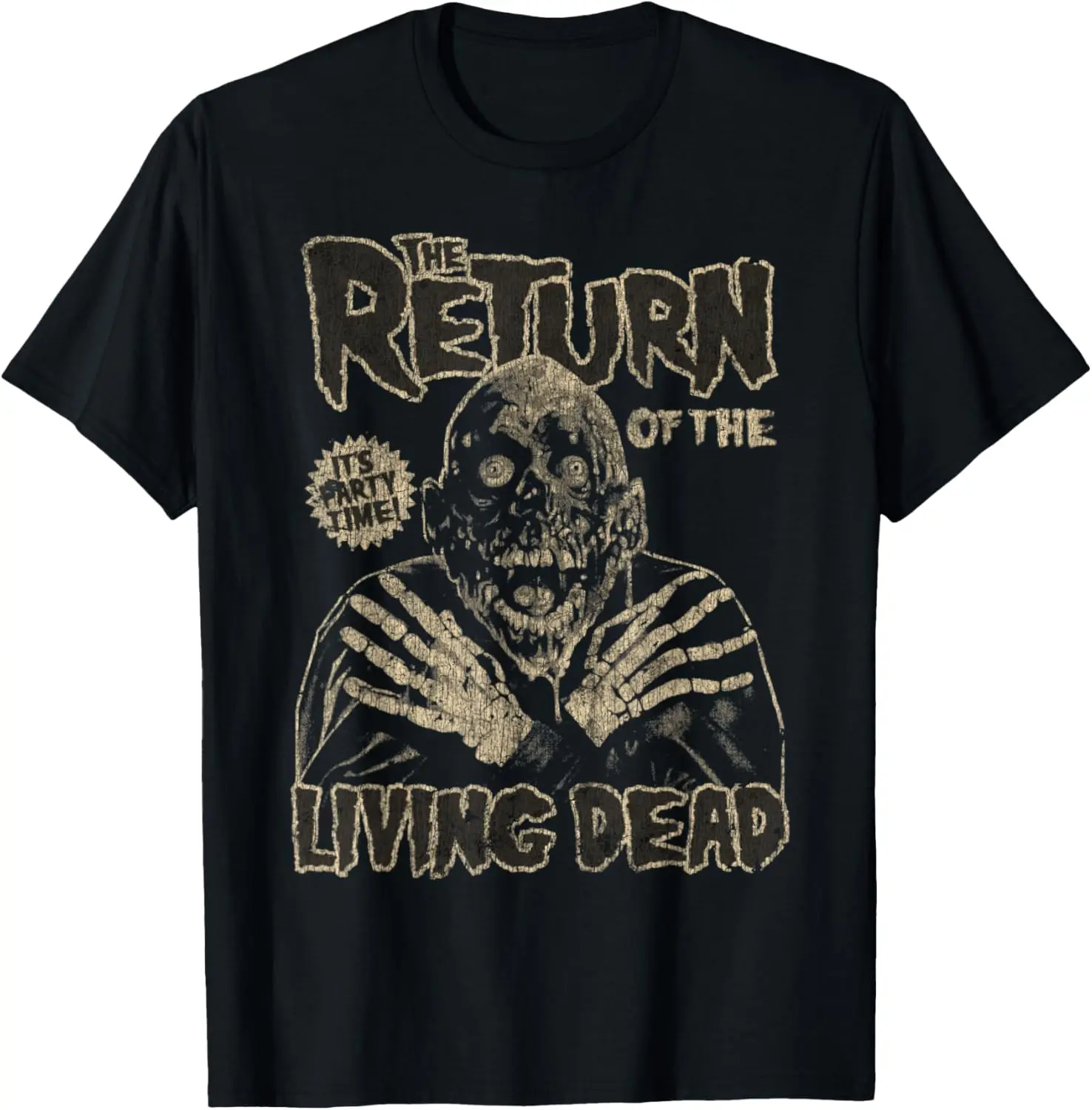 Men's Classic Lightweight Shortsleeve Graphic Tees - Vintage The Return of The Living Dead Zombie Horror Movie Distressed Cartoon Print Top, Halloween Casual All Seasons Hemmed Menswear T-Shirt