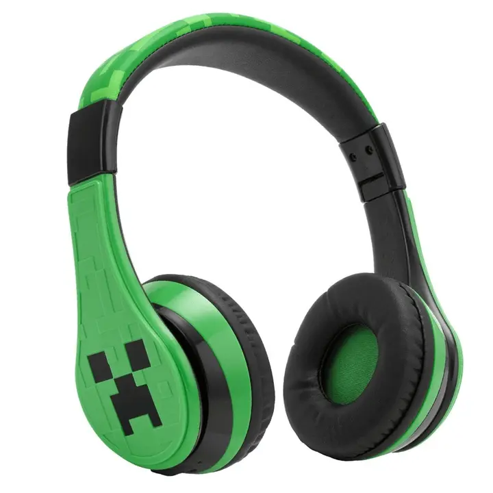 Minecraft Kids' Bluetooth Headphones - Adjustable, Rechargeable Stereo Audio Device with Foldable Design, Detachable Cable, and Convenient Charging Function, Headset