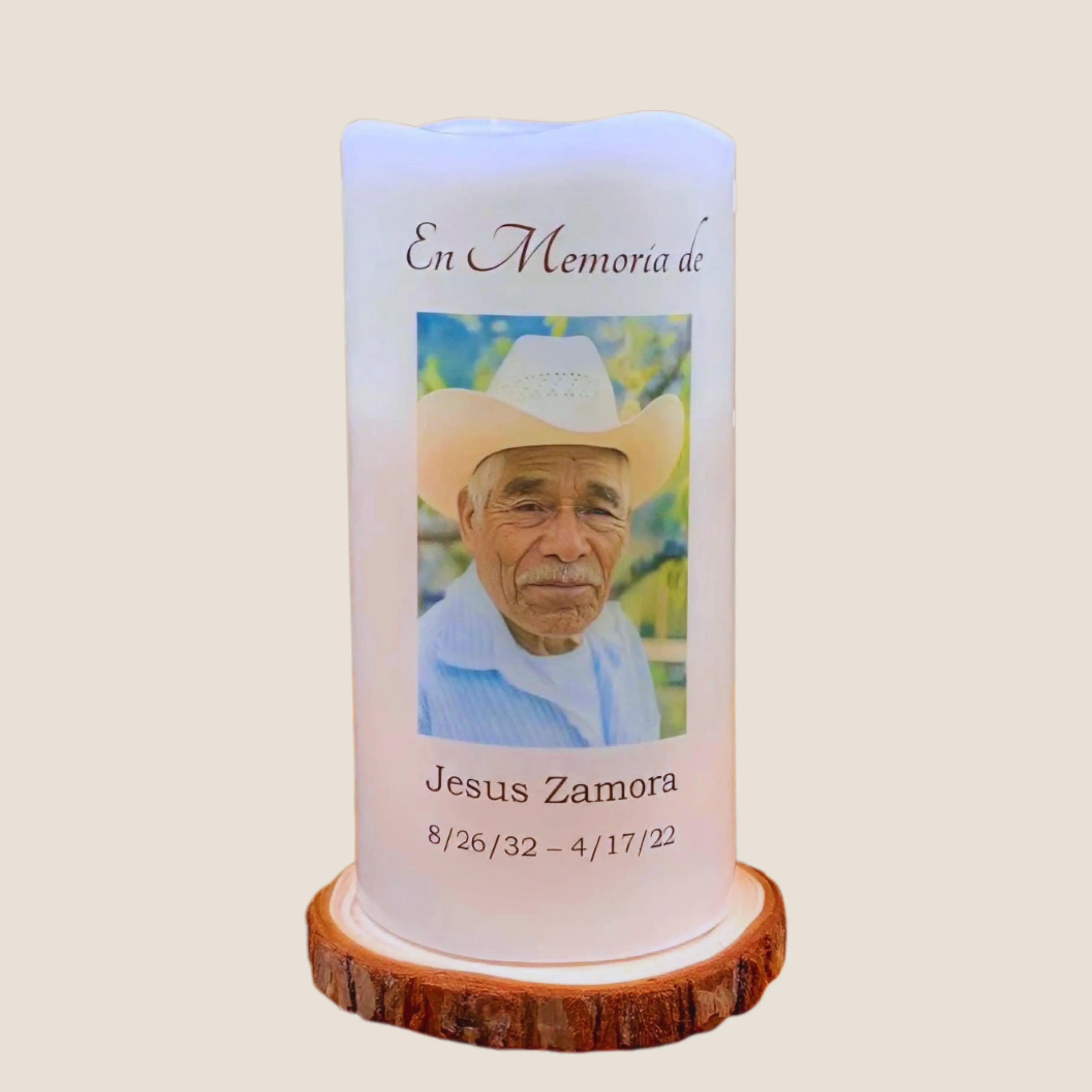 Vela Conmemorativa Personalizada ️ | Regalo de Luto | Vela LED con Temporizador y Pilas