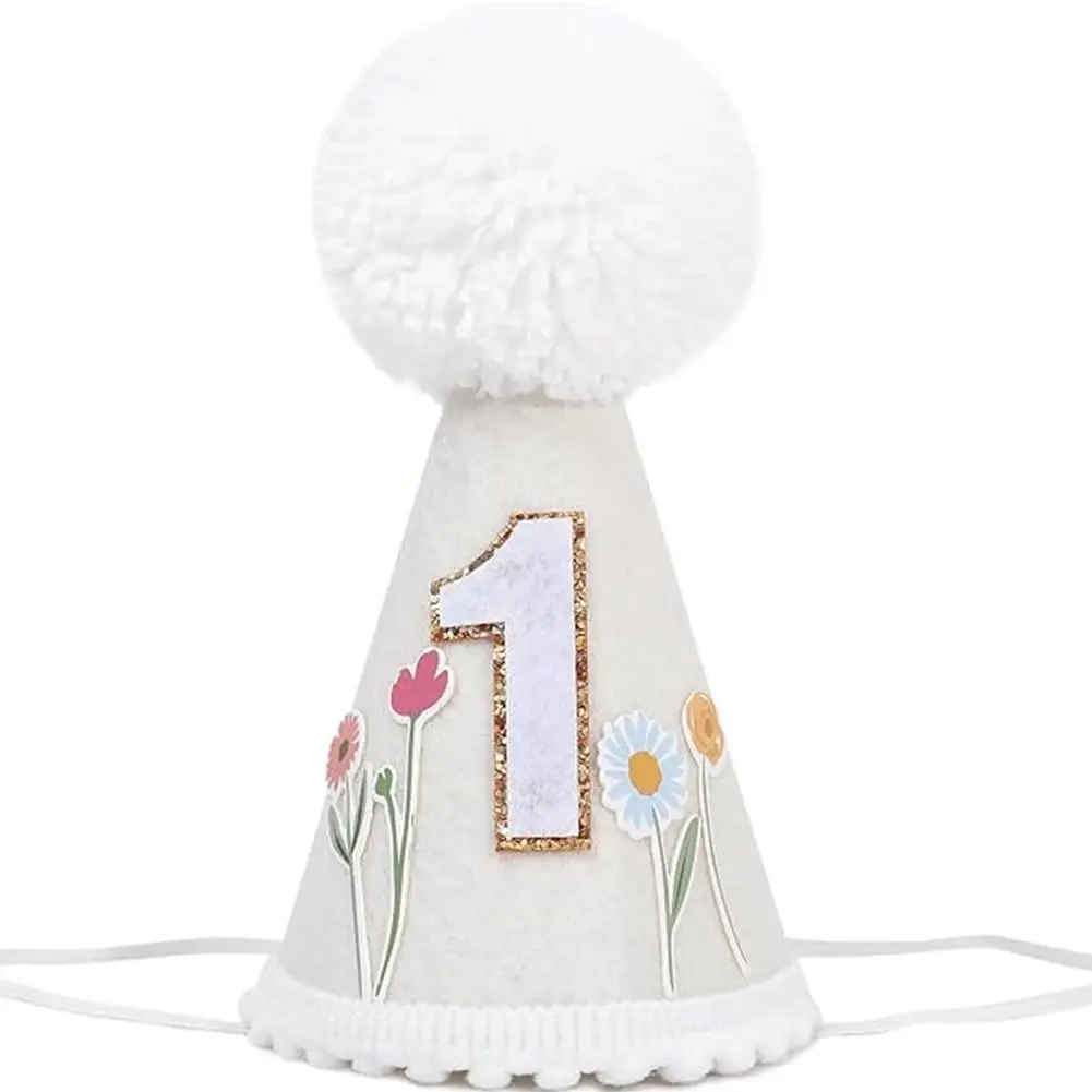 P-HDW019   Wild Flower 1st Birthday Hat - First and Decor for Girls,Our Little Flower Is Turning One Crown, Floral Crown, Little One Theme 1st Birthday Decoration,Girl First decor