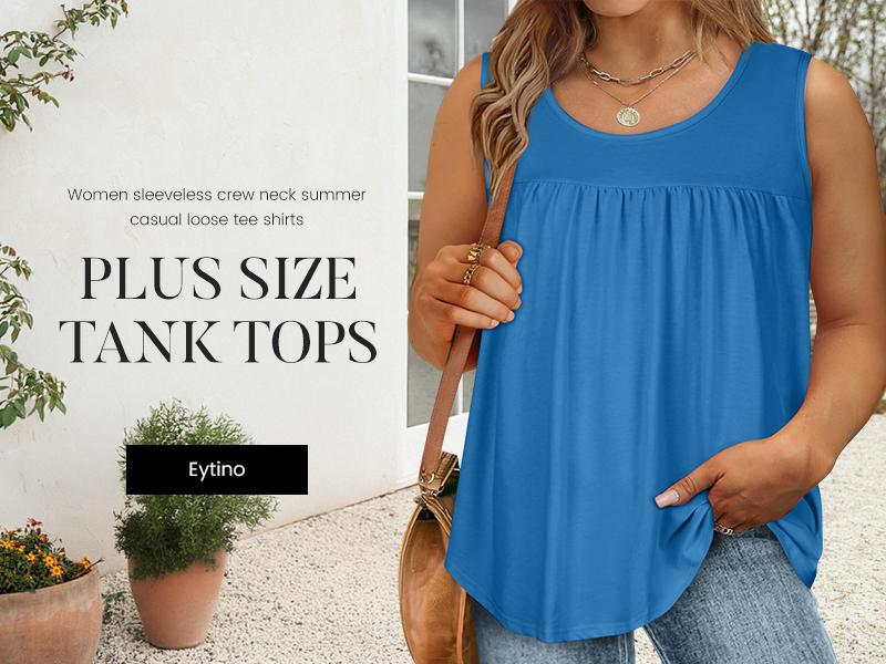 Eytino Plus Size Tank Tops for Women Sleeveless Crew Neck Summer Casual Loose Tee Shirts(1X-5X) Eytino Plus Size Tank Tops for Women Sleeveless Crew Neck Summer Casual Loose Tee Shirts(1X-5X)
