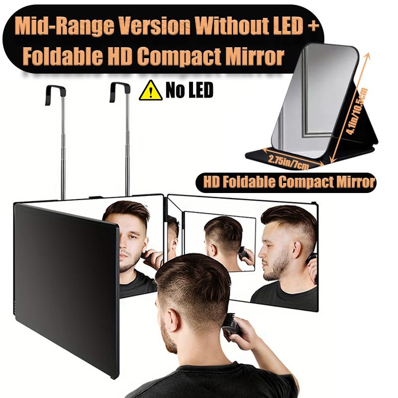 3 Way Mirror for Self Hair Cutting 360 Trifold Barber Mirrors 3 Sided Makeup Mirror to See Back of Head Used for Hair Coloring Braiding Gifts for Men and Women LED Light, Rechargeable, Perfect Valentine's Day Gift