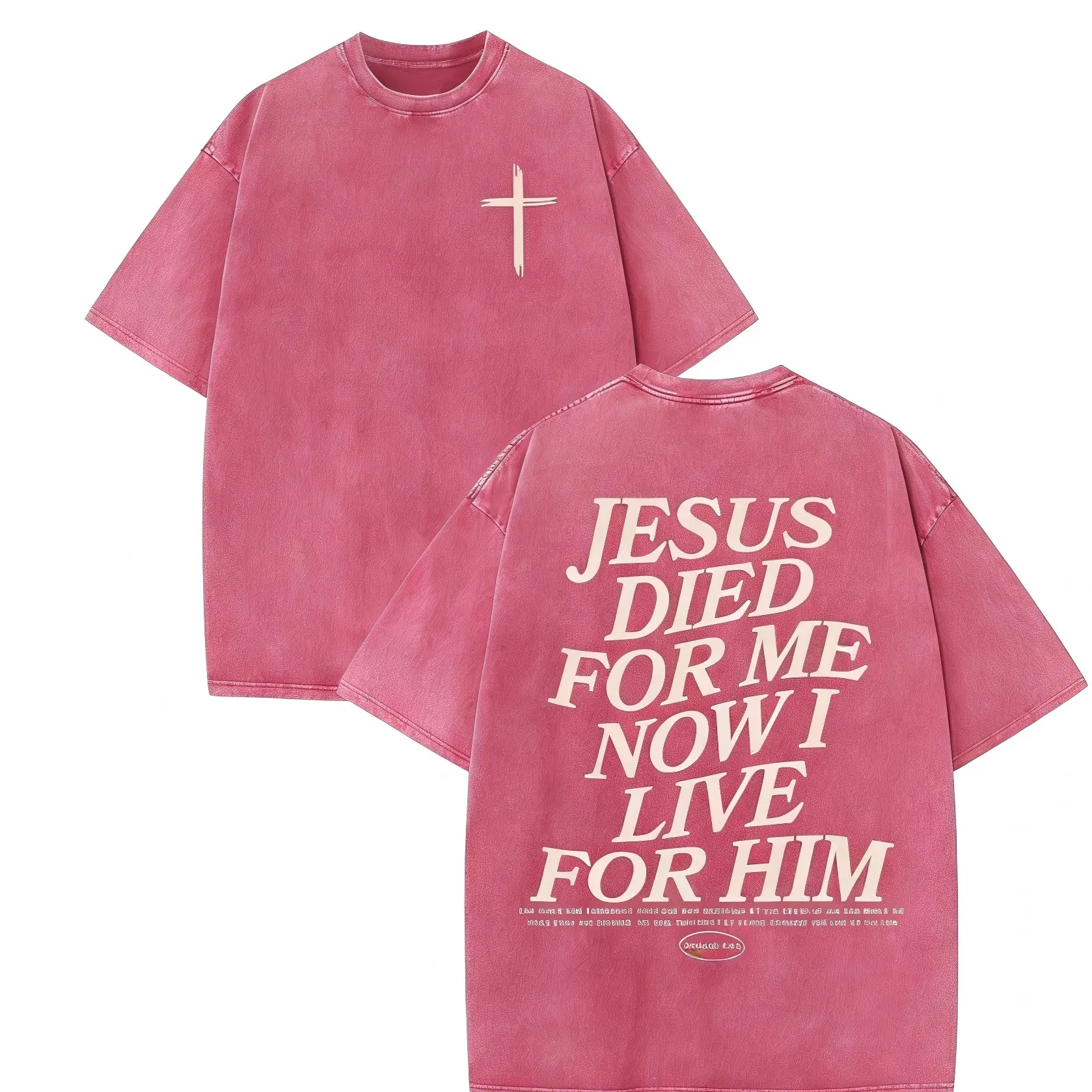 Washed Cotton Tee-Fuchsia
