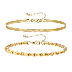 KissYan Gold Layered Ankle Bracelets for Women, Dainty 14k Gold Plated Layering Anklets Set Adjustable Fashion Cuban Link Snake Tennis Chain Ankles Summer Beach Foot Jewelry