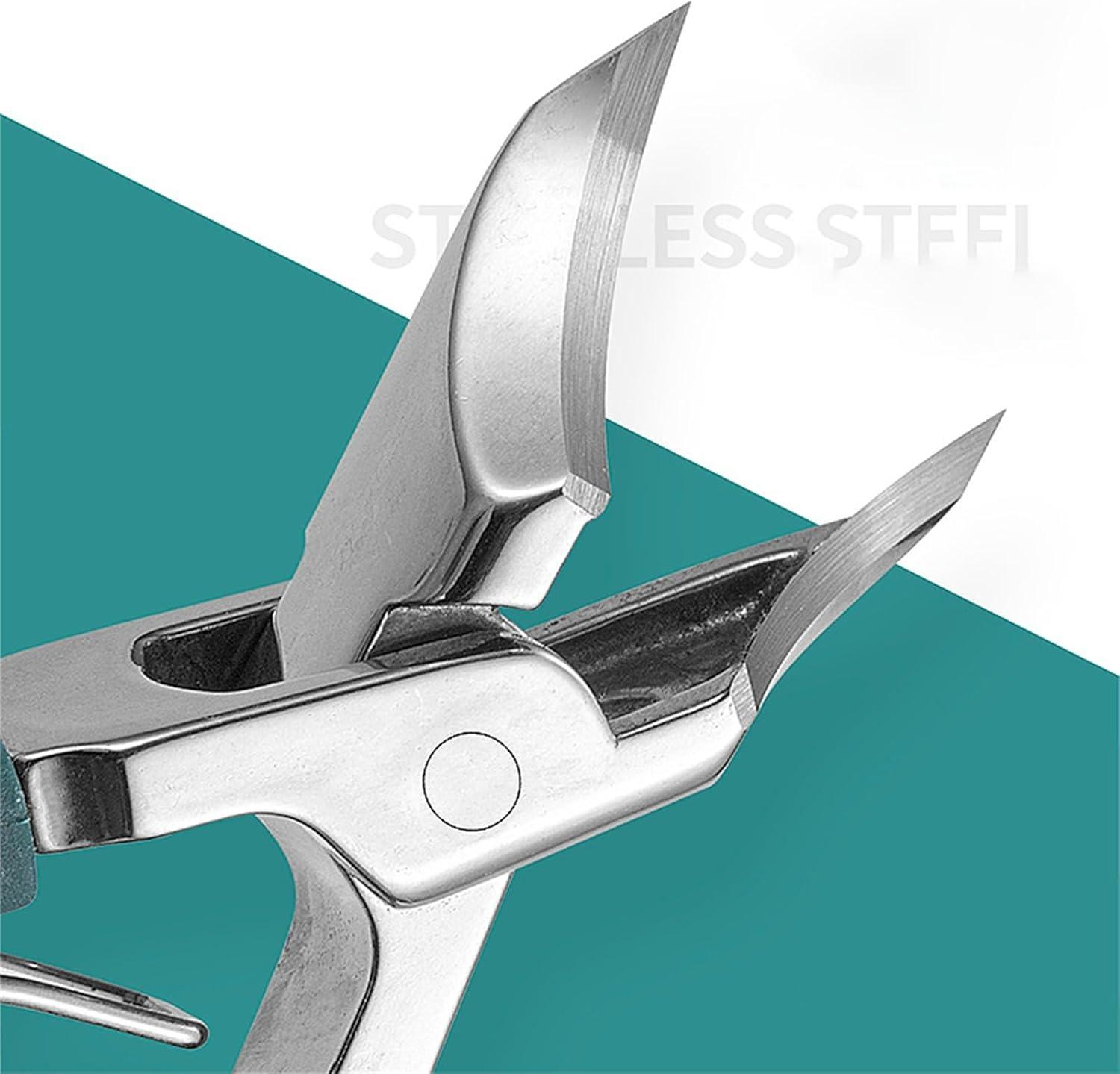 Green Nail Care Tool Set – Includes Thick Nail Clipper, Ingrown Nail Lifter & Nail File | Beveled Eagle Beak Design, Large Opening, Anti-Splash, for Thick & Hard Nails