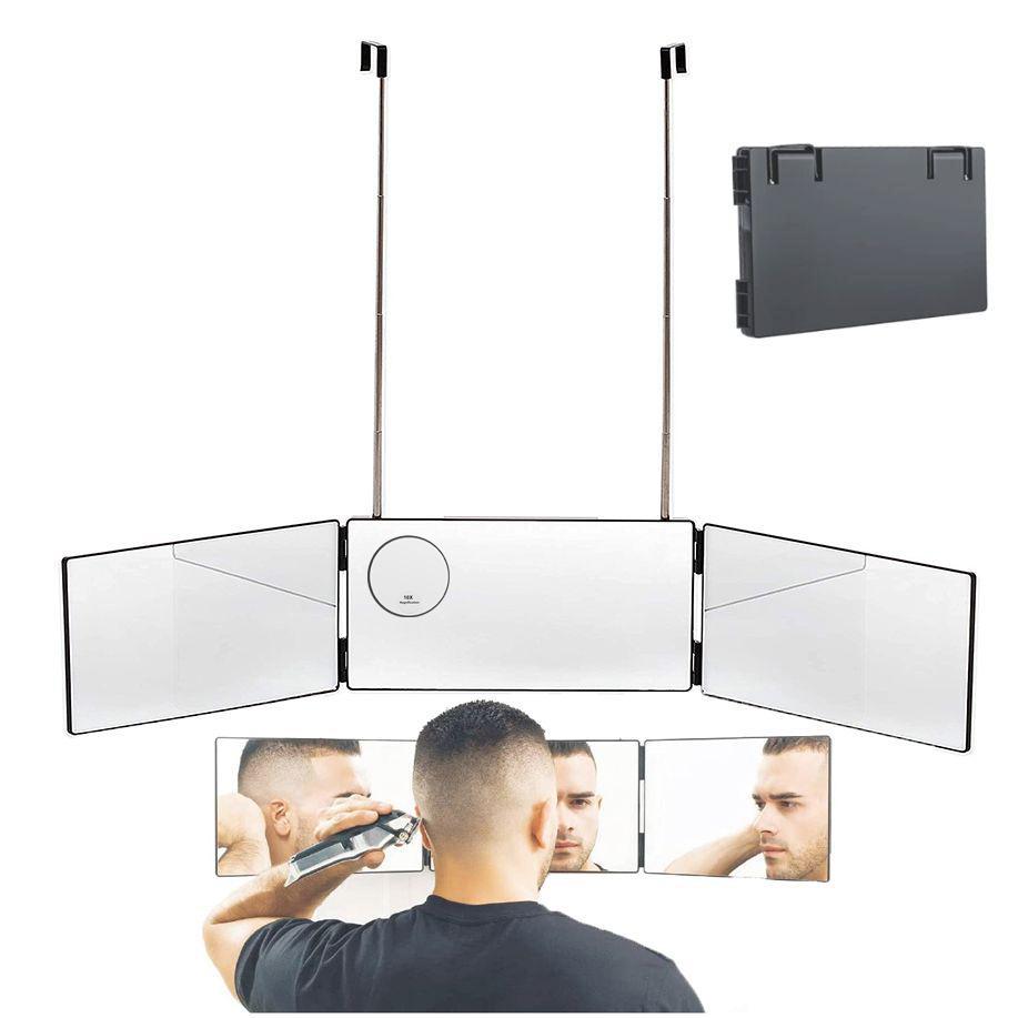 EVE 3 Way Trifold Haircut Mirror 360 Degree Mirror with Adjustable Height for Hair Cutting, Shaving, Dyeing, Styling & Makeup, Lightweight & Portable
