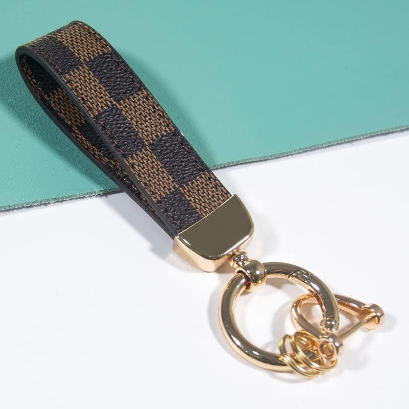 Leather Print Keychain ，Universal Keychain Leather Keychain， Car Keychain Car Metal Horseshoe Shape Keychain