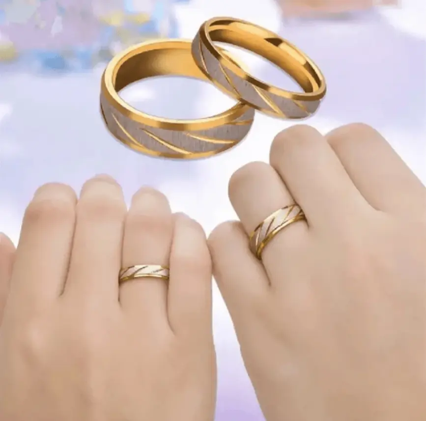 Wave Design Couple Ring – Unisex Wedding & Engagement Jewelry