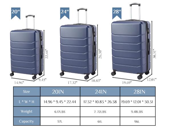 HomeSquad Hardside Luggage with Double Spinner Wheels, Lightweight Expandable Carry-On Suitcase, ABS Spinner Suitcase with Built-In TSA Lock