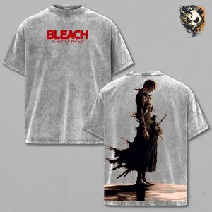 Ichigo Kurosaki Tee Washed – Bleach Anime Manga T-Shirt, Vintage Washed Hollow Soul Reaper Graphic Tee, Unisex Oversized Streetwear Shirt, Gift for Bleach Fans