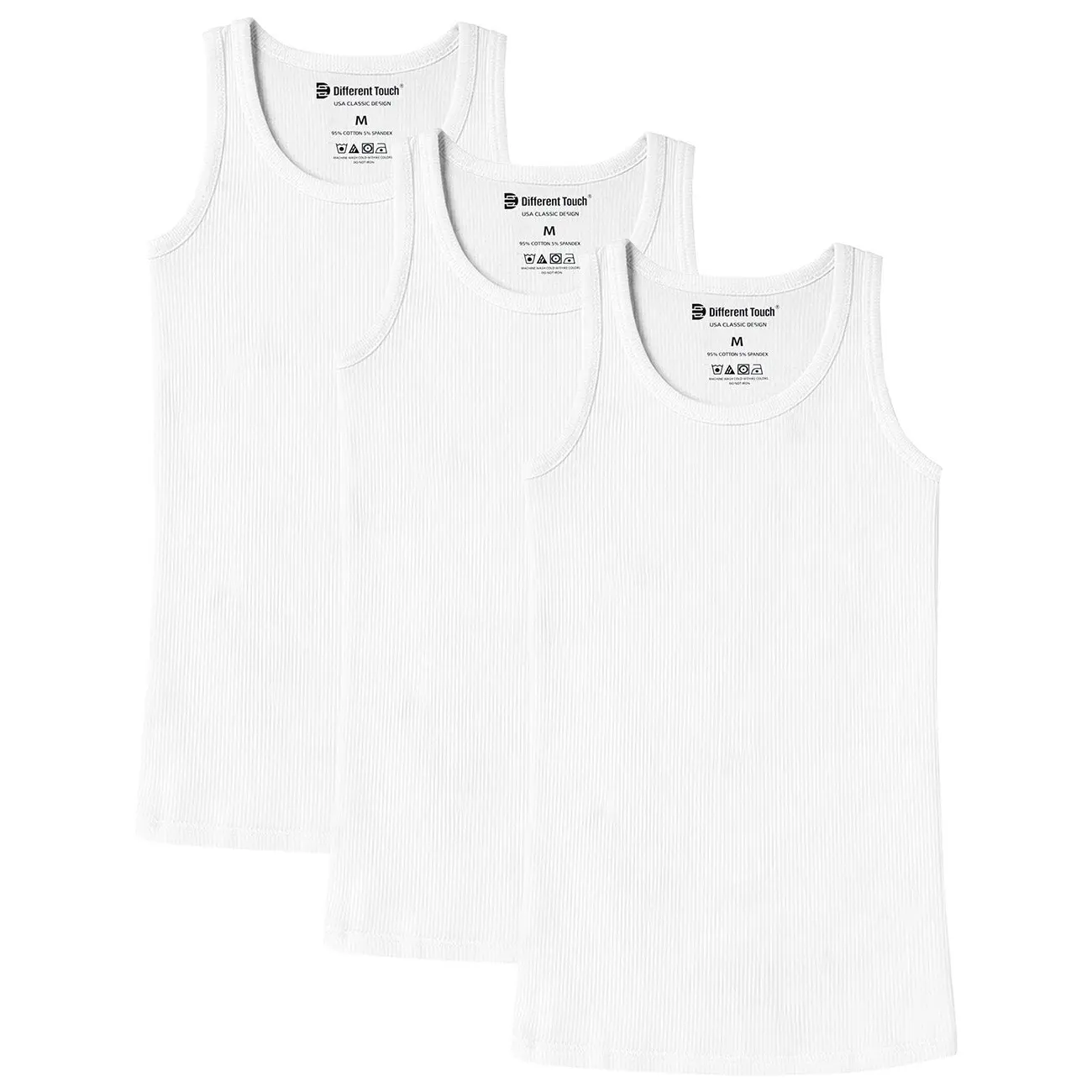 Men’s Ribbed Stretch Cotton-Spandex Smooth Fabric Tank Tops (3 Pack), Athletic Muscle Fit A-Shirts with Day Wear Hem, S-4XL
