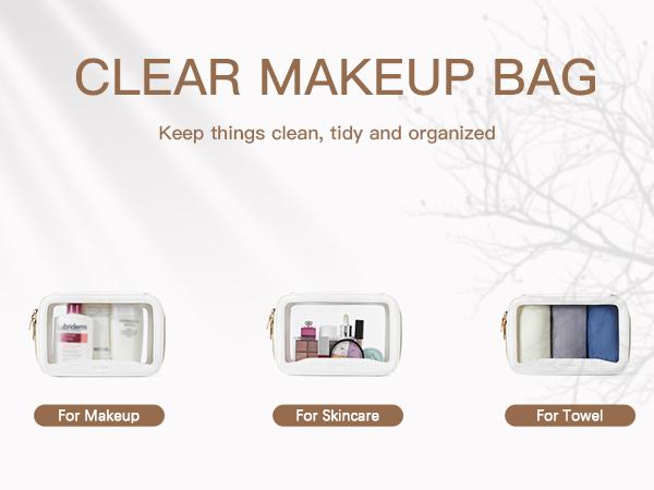 Telena Clear Makeup Bag Travel Toiletry Cosmetic Bag Portable Make Up Organizer for Women Waterproof Container Gift Compact Travel toiletry bag