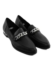 Joan Black Leather Loafers