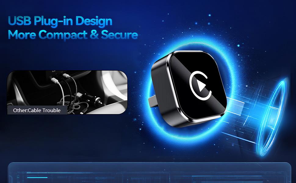 【Yurnlv】 New 2026 CarPlay wireless CarPlay adapter for iPhone/Android,  fast connection, no delay, hands-free calls, wireless adapter, electronic charger, CarPlay adapter