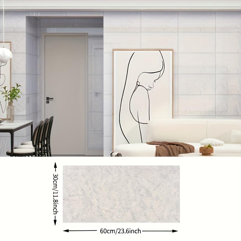 BRODARK 20/40PCS White Marble Tile Wall Stickers Large Easy Peel & Stick Waterproof Self-Adhesive Panels for Kitchen Living Room Bathroom Corridor Home and Dormitory 23.62*11.8in Decorative Ornaments Tiles Sticker