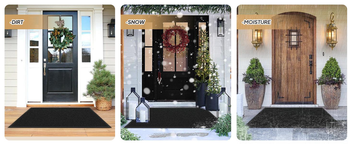 ROVSUN Front Door Mat Indoor Outdoor Entrance, Waterproof Heavy Duty Doormat, Stain and Fade Resistant, Low Profile, Easy Clean Welcome Floor Mats for Commercial Entry Patio Porch
