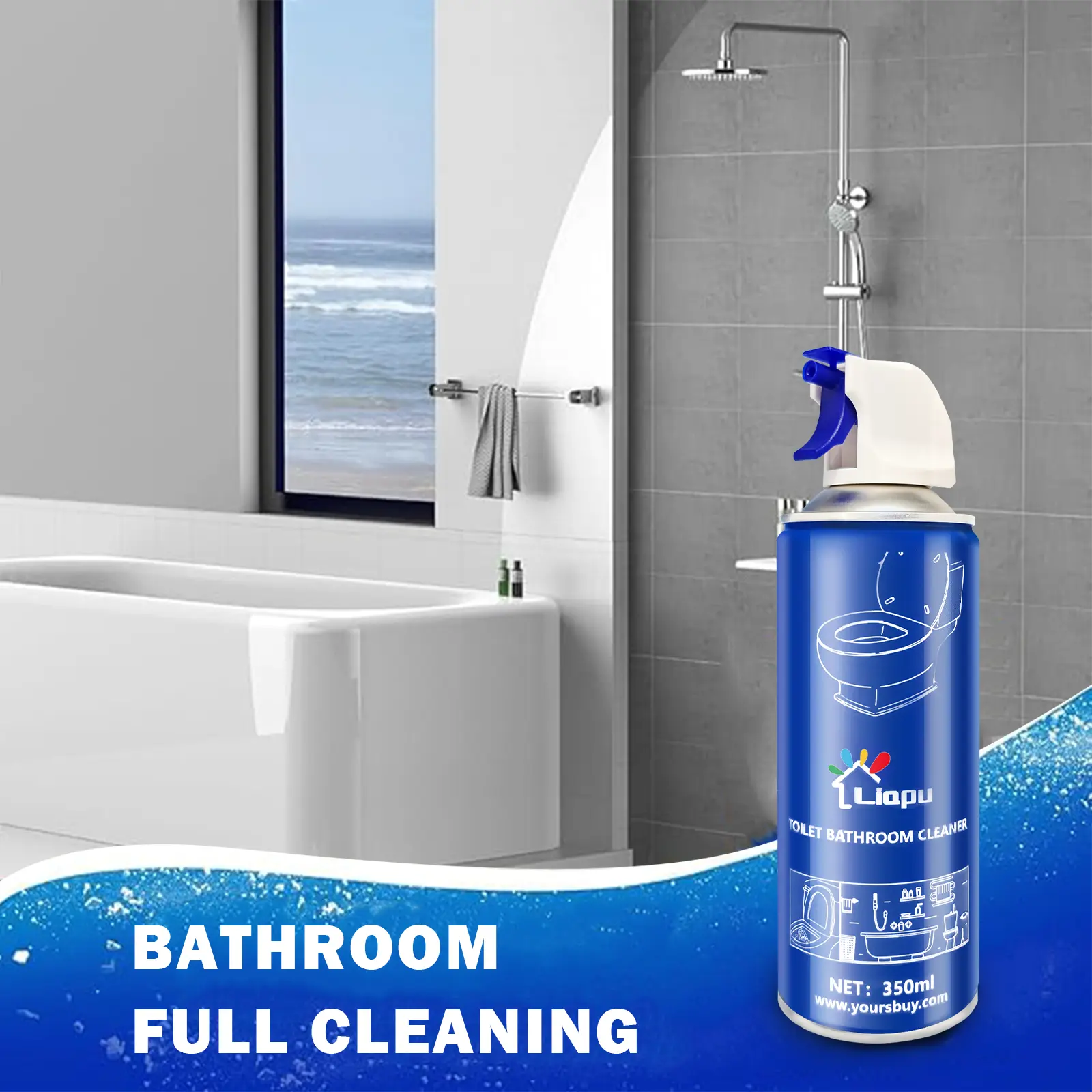 Liapu Foaming Toilet & Bathroom Cleaner Spray, Multi-Surface Foam Cleaner for Toilets, Sinks, Tiles & Bathroom Fixtures, Fast-Acting Cleaning Spray