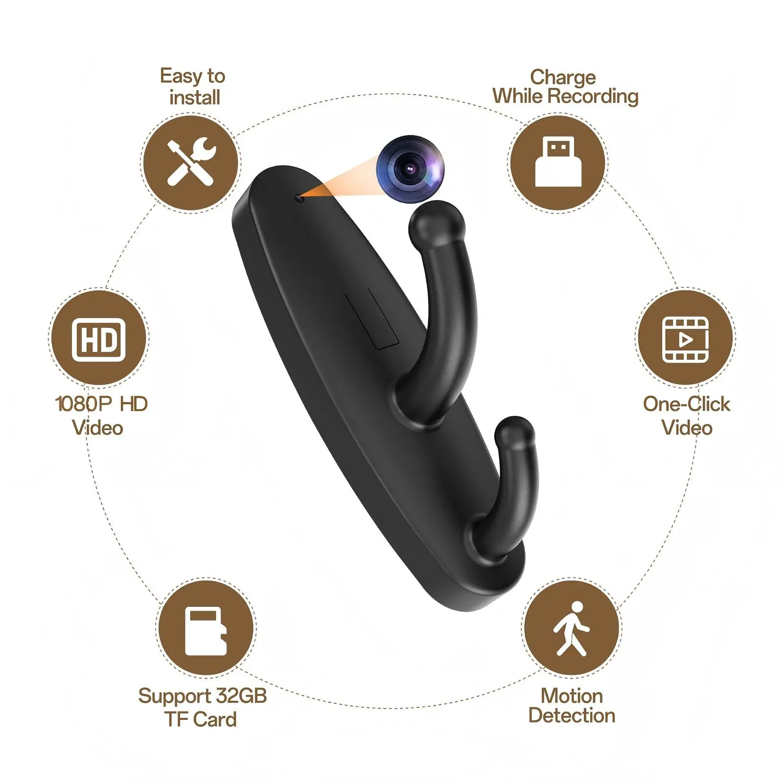 Compact Digital Security Camera, 32GB Micro SD Portable 1080P HD Mini Video Recorder, Motion Detection, Home Security CCTV, Easy Installation with Strong Double-Sided Tape, 2 Card Reading Methods (USB & SD Card Reader) for Home Pet Monitoring, Two Card Re