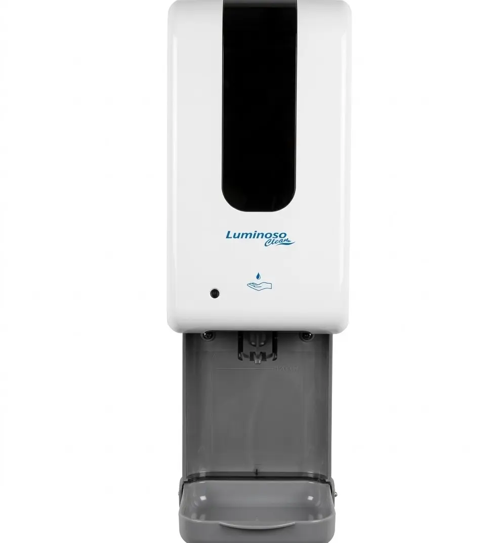Luminoso Clean Automatic Touchless Soap and Hand Sanitizer Liquid Dispenser 1200ml Wall Mount with Dispenser Tray - Commercial-Industrial Hands Free Motion Sensor ADA Compliant